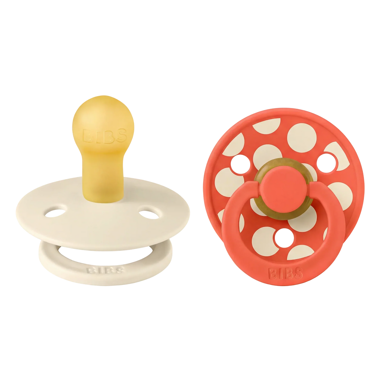 BIBS Pacifier Studio Colour 2 PACK Polka Mix Latex Ivory/Tango