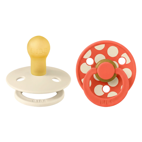 BIBS Pacifier Studio Colour 2 PACK Polka Mix Latex Ivory/Tango