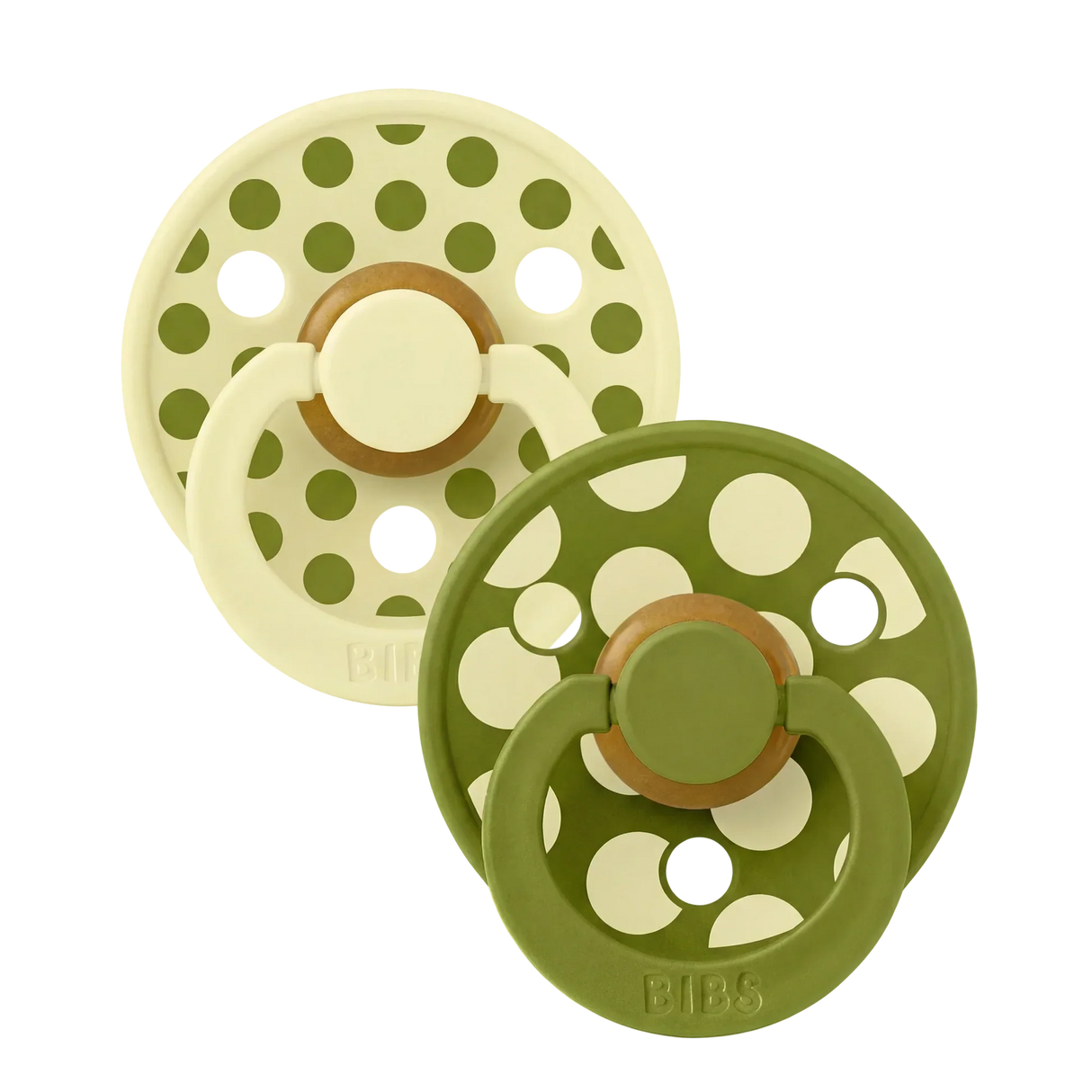 BIBS Pacifier Studio Colour 2 PACK Polka Mix Latex Luna/Wasabi