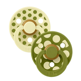 BIBS Pacifier Studio Colour 2 PACK Polka Mix Latex Luna/Wasabi