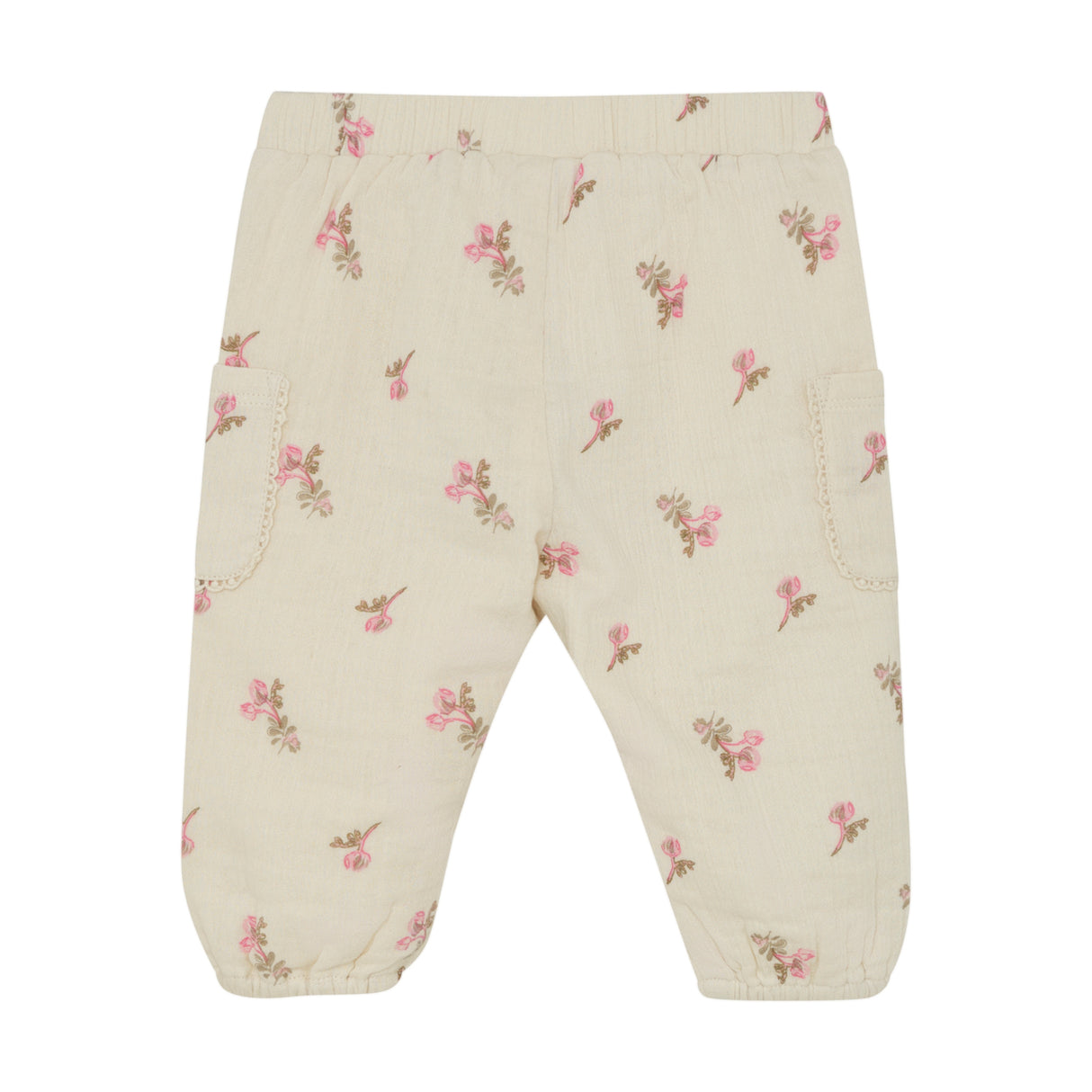 Minymo - Sandfarvede bukser med blomster 114280