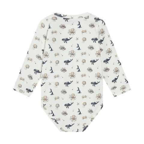 Minymo - Langærmet Body m. Print - White Pepper 114301