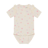 Minymo - Sand kort ærmet body med blomster 114343