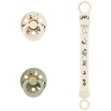 Bibs x Moomins Colour Pacifier & Loop Clip Gift Set Latex Size 2 Ivory/Sage