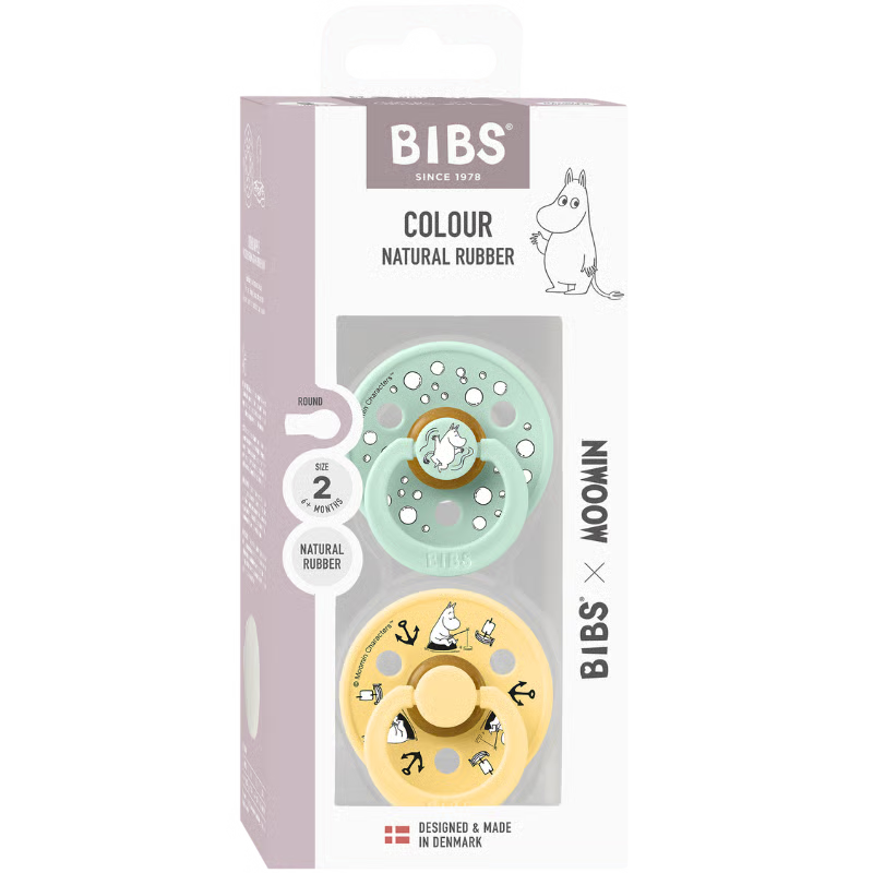 Bibs x Moomin Pacifier Colour 2 pack Sailing Latex Size 2 Nordic Mint mix