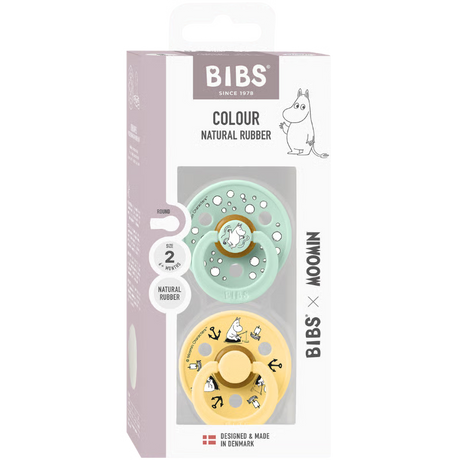 Bibs x Moomin Pacifier Colour 2 pack Sailing Latex Size 2 Nordic Mint mix