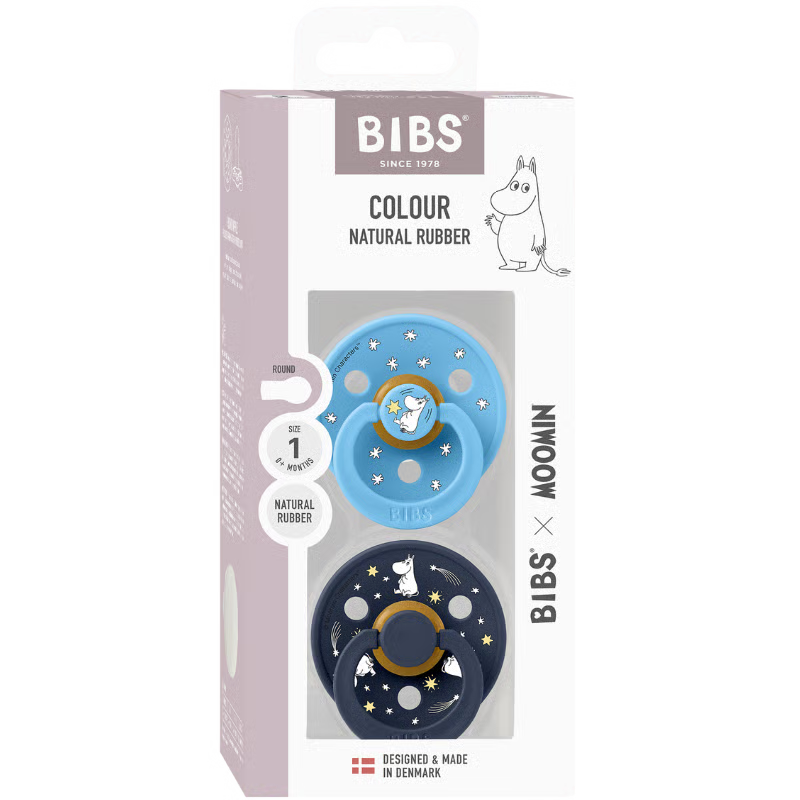 Bibs x Moomin Pacifier Colour 2 pack Good Night Latex Size 2 Breeze mix
