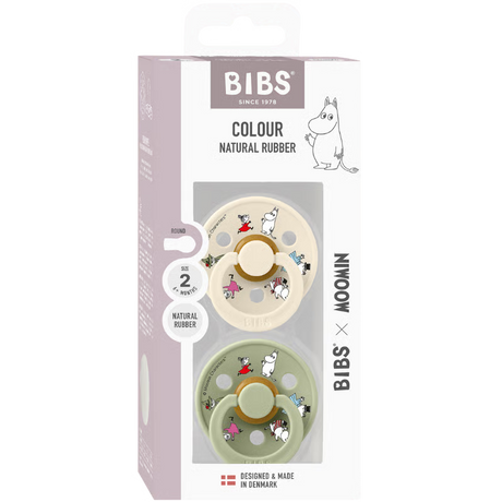 Bibs x Moomin Pacifier Colour 2 pack Friends Latex Size 2 Ivory mix