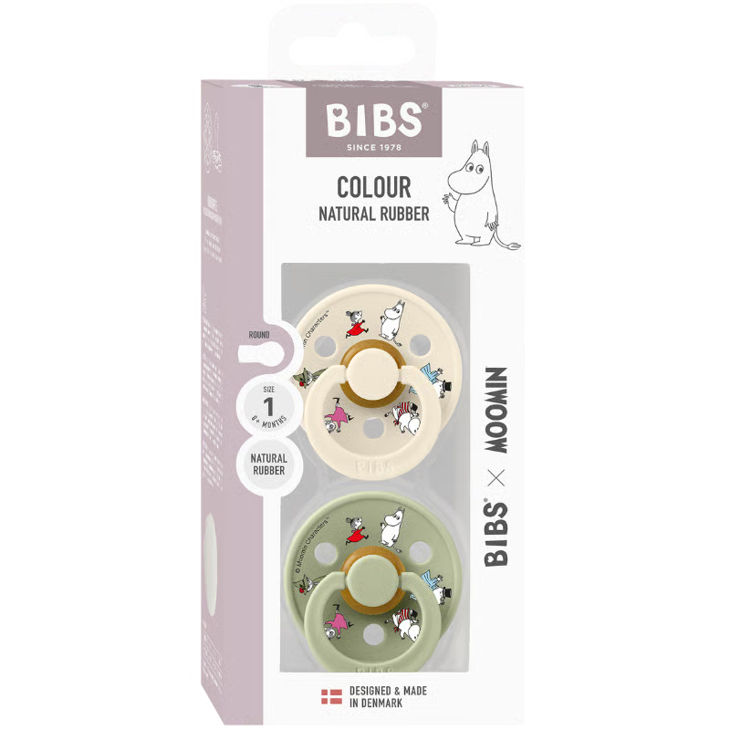 Bibs x Moomin Pacifier Colour 2 pack Friends Latex Size 1 Ivory mix