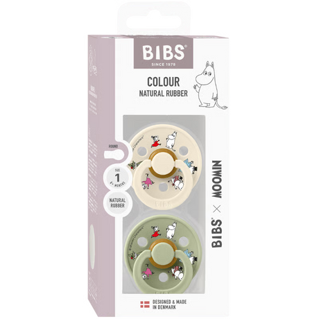 Bibs x Moomin Pacifier Colour 2 pack Friends Latex Size 1 Ivory mix