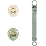 BIBS Colour Pacifier & Loop Clip Gift Set Latex Size 1 Sage