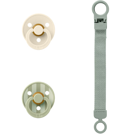 BIBS Colour Pacifier & Loop Clip Gift Set Latex Size 1 Sage