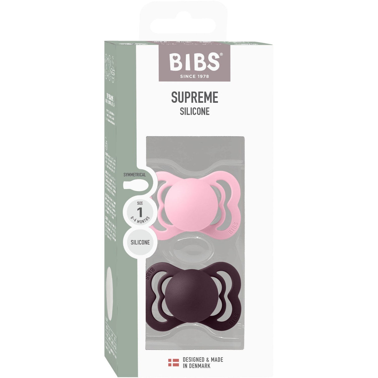 Bibs Baby Pink/Plum Sut Supreme 2-Pak Silikone