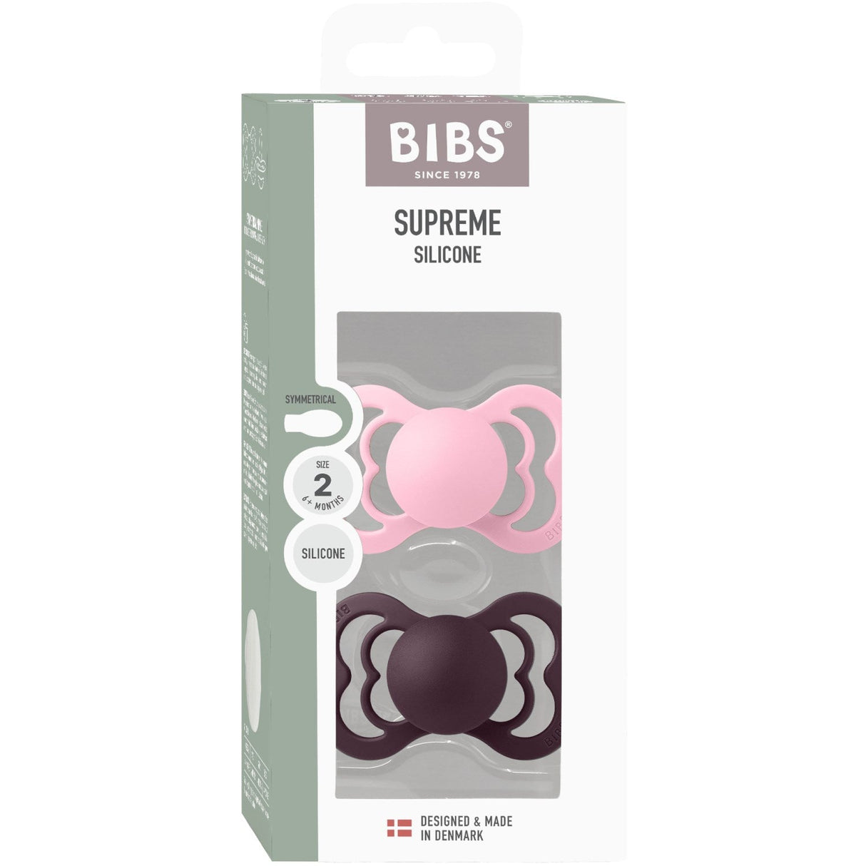 Bibs Baby Pink/Plum Sut Supreme 2-Pak Silikone
