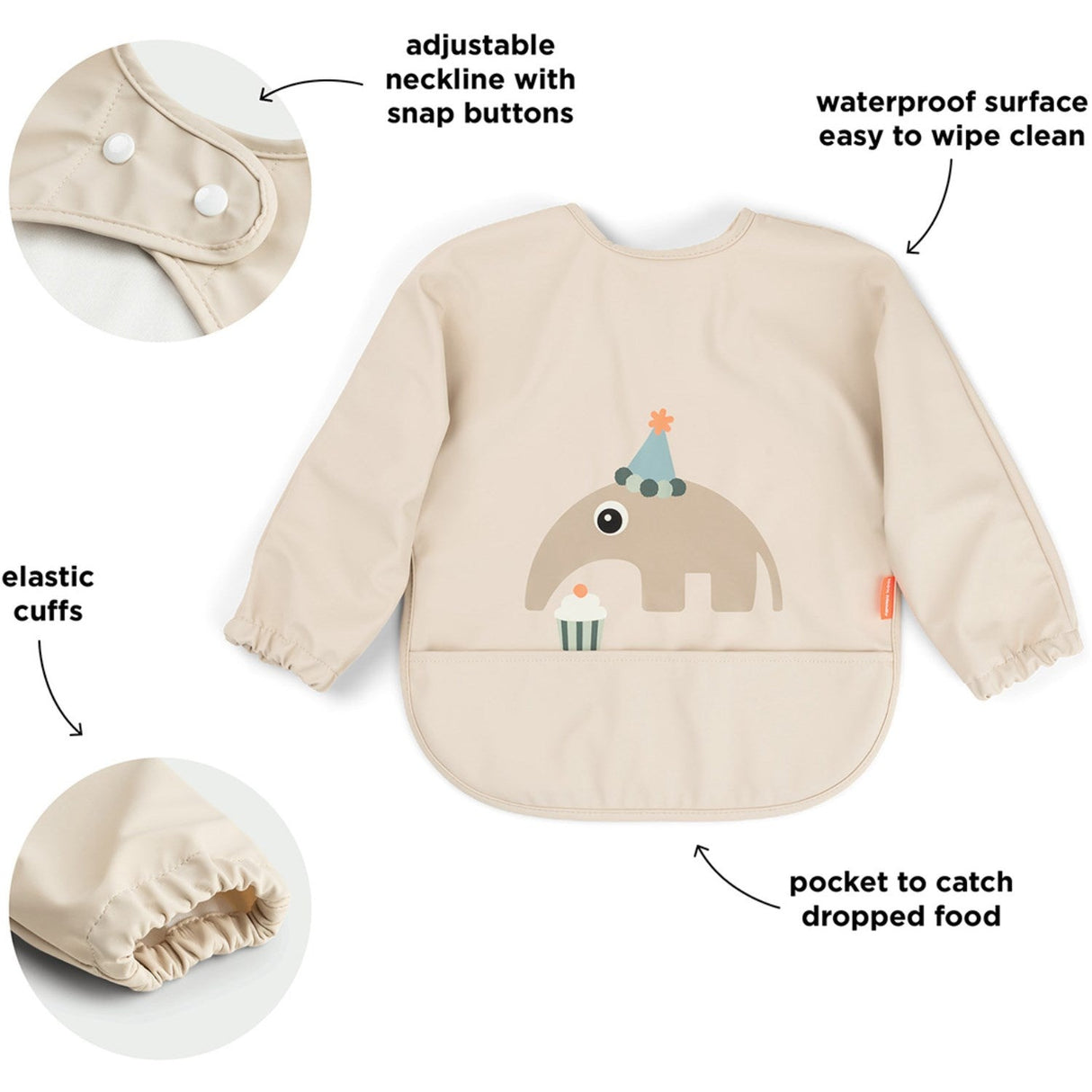 DonebyDeer Celebration Sand Hagesmæk Med Ærmer Og Lomme