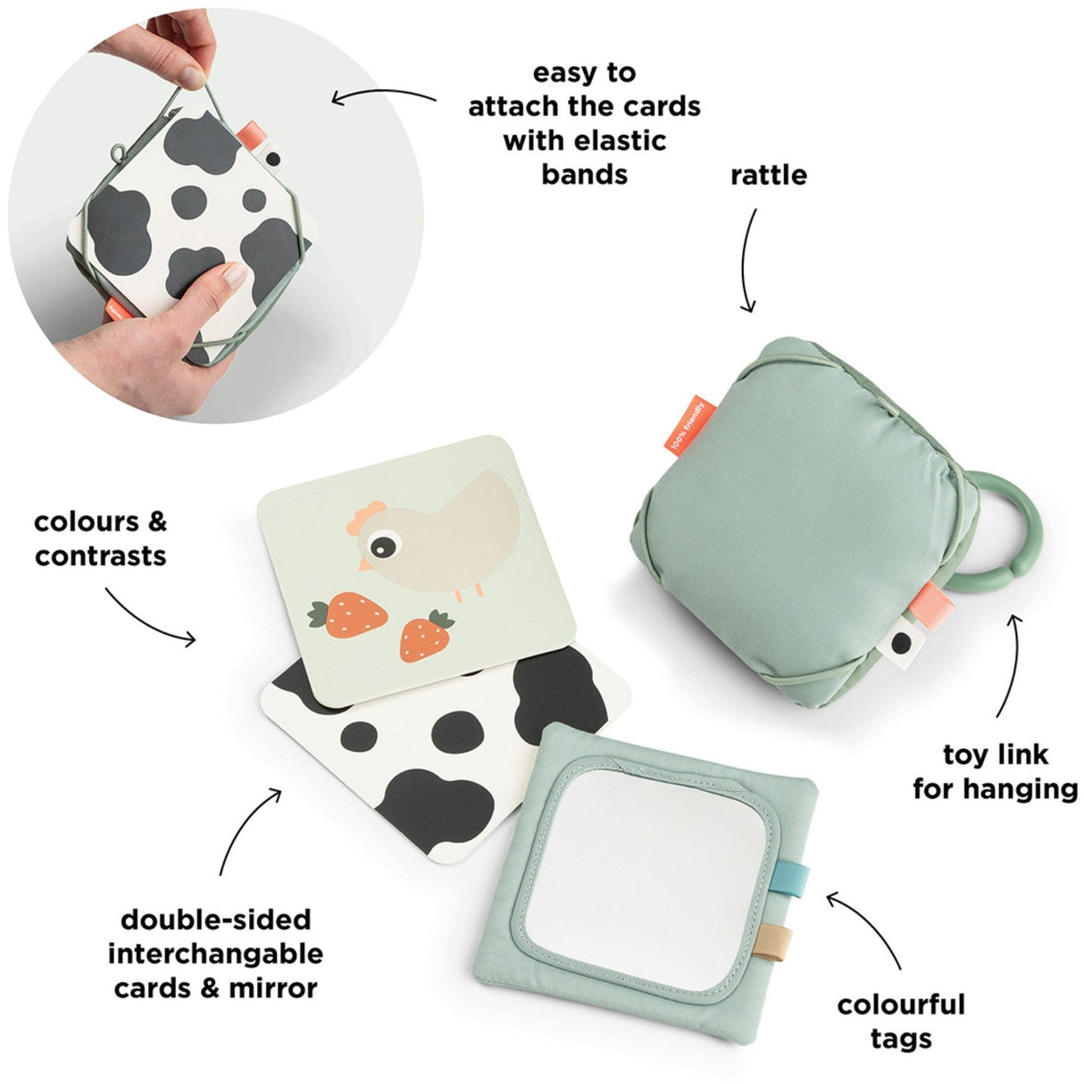 DonebyDeer Tiny Farm Green Baby Kontrastkortholder