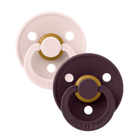 BIBS Pacifier Colour 2 PACK Latex Size 2 Petal/Plum