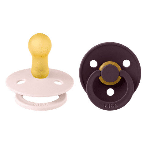BIBS Pacifier Colour 2 PACK Latex Size 2 Petal/Plum