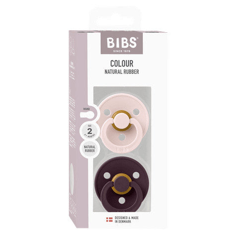 BIBS Pacifier Colour 2 PACK Latex Size 2 Petal/Plum