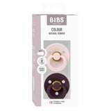 BIBS Pacifier Colour 2 PACK Latex Size 2 Petal/Plum