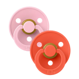 BIBS Pacifier Colour 2 PACK Latex Baby Pink/Tango