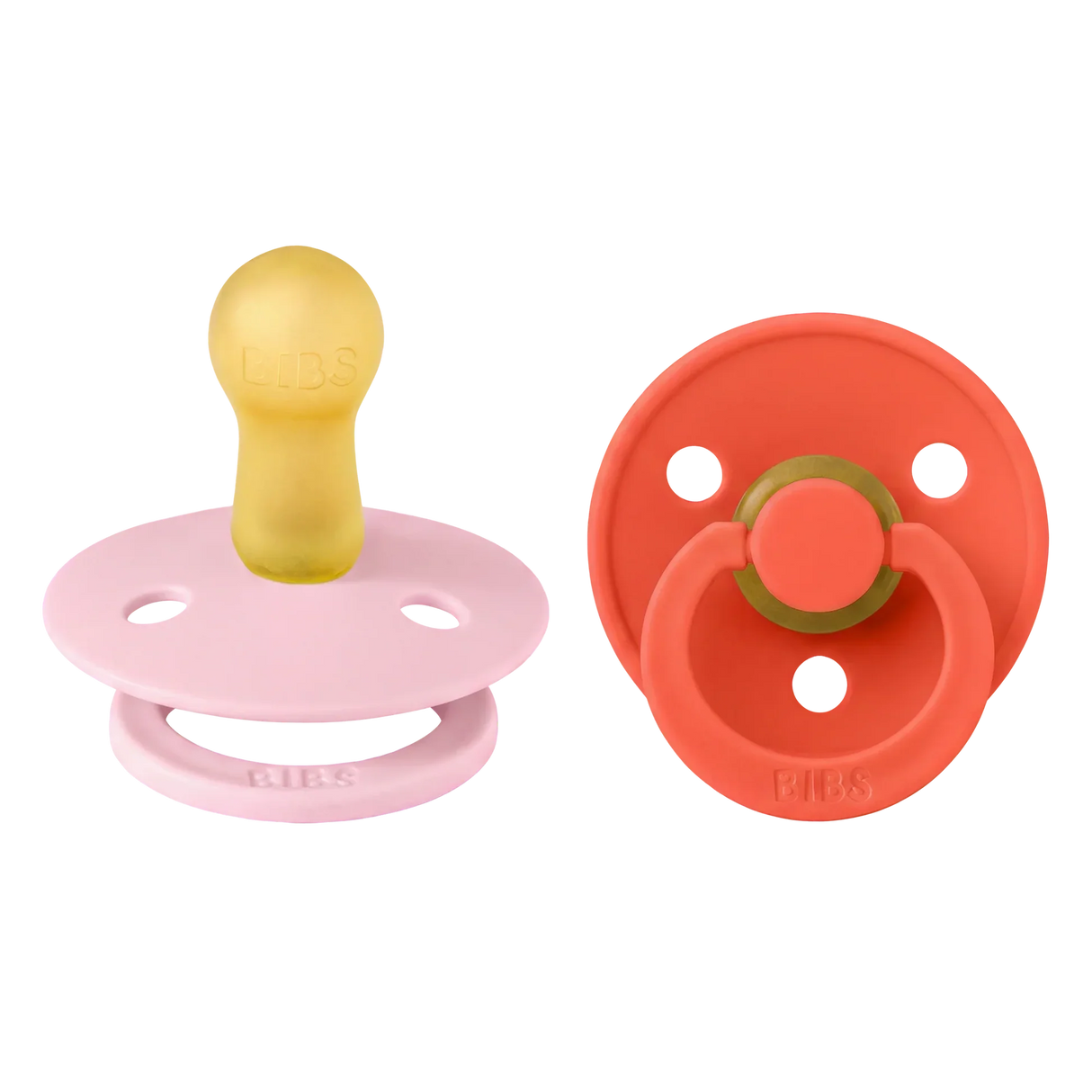 BIBS Pacifier Colour 2 PACK Latex Baby Pink/Tango