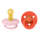 BIBS Pacifier Colour 2 PACK Latex Baby Pink/Tango