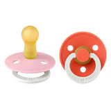 BIBS Pacifier Colour 2 PACK Latex Baby Pink GLOW/Tango GLOW