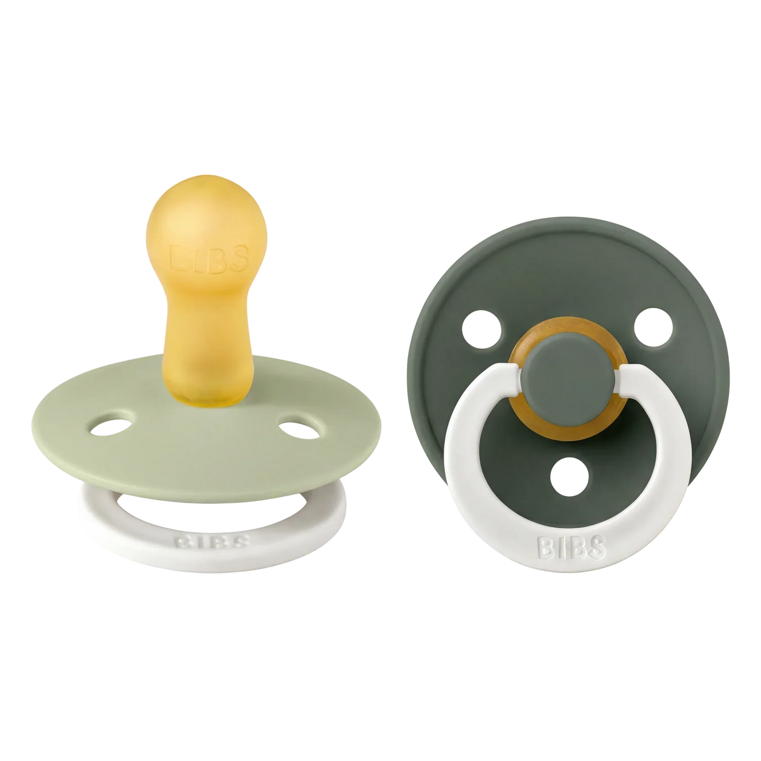 BIBS Pacifier Colour 2 PACK Latex Sage GLOW/Pine GLOW