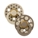 BIBS Pacifier Studio Colour 2 PACK Polka Mix Latex Vanilla/Dark Oak
