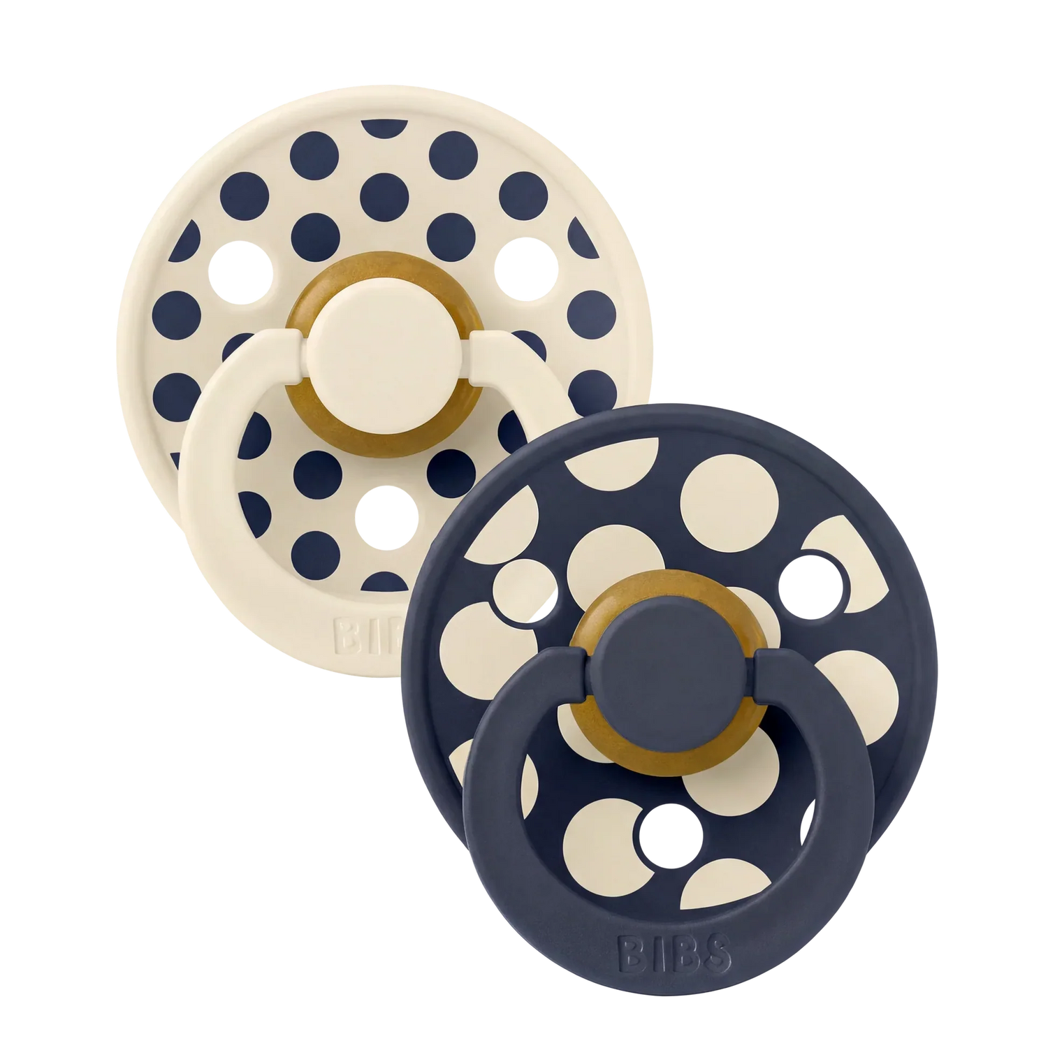 BIBS Pacifier Studio Colour 2 PACK Polka Mix Latex Ivory/Deep Space