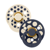 BIBS Pacifier Studio Colour 2 PACK Polka Mix Latex Ivory/Deep Space