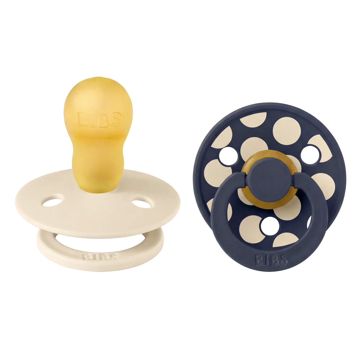 BIBS Pacifier Studio Colour 2 PACK Polka Mix Latex Ivory/Deep Space