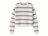 Name It striktrøje cloud dancer med grønne striber