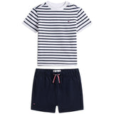 Tommy Hilfiger Dark Night Navy Essential Stripe Tee + Kort Sæt