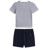 Tommy Hilfiger Dark Night Navy Essential Stripe Tee + Kort Sæt