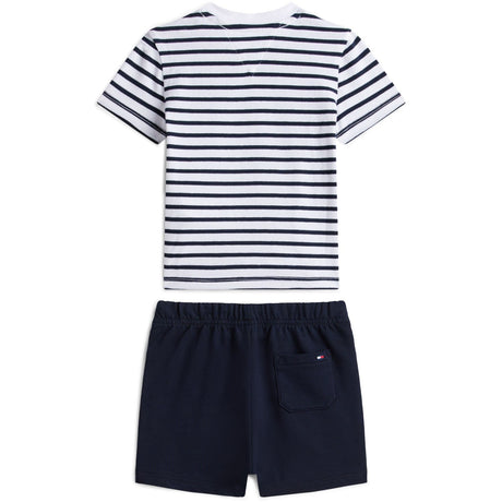 Tommy Hilfiger Dark Night Navy Essential Stripe Tee + Kort Sæt