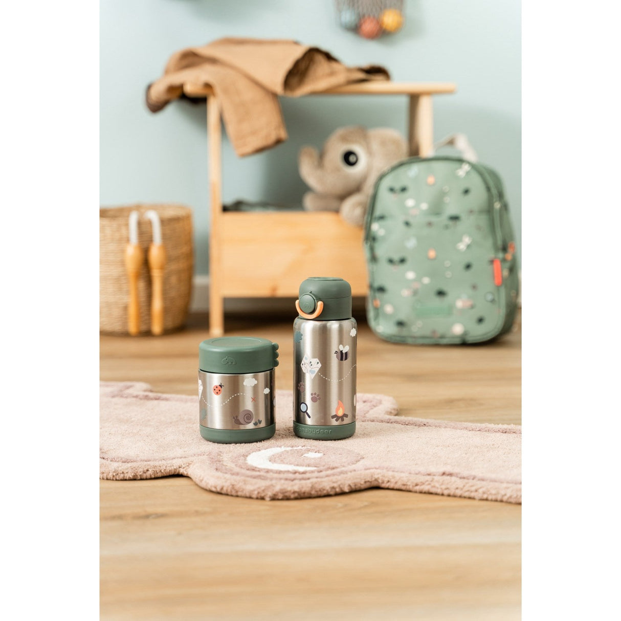 DonebyDeer Green Tiny Trails Insulated Sugerør Flaske