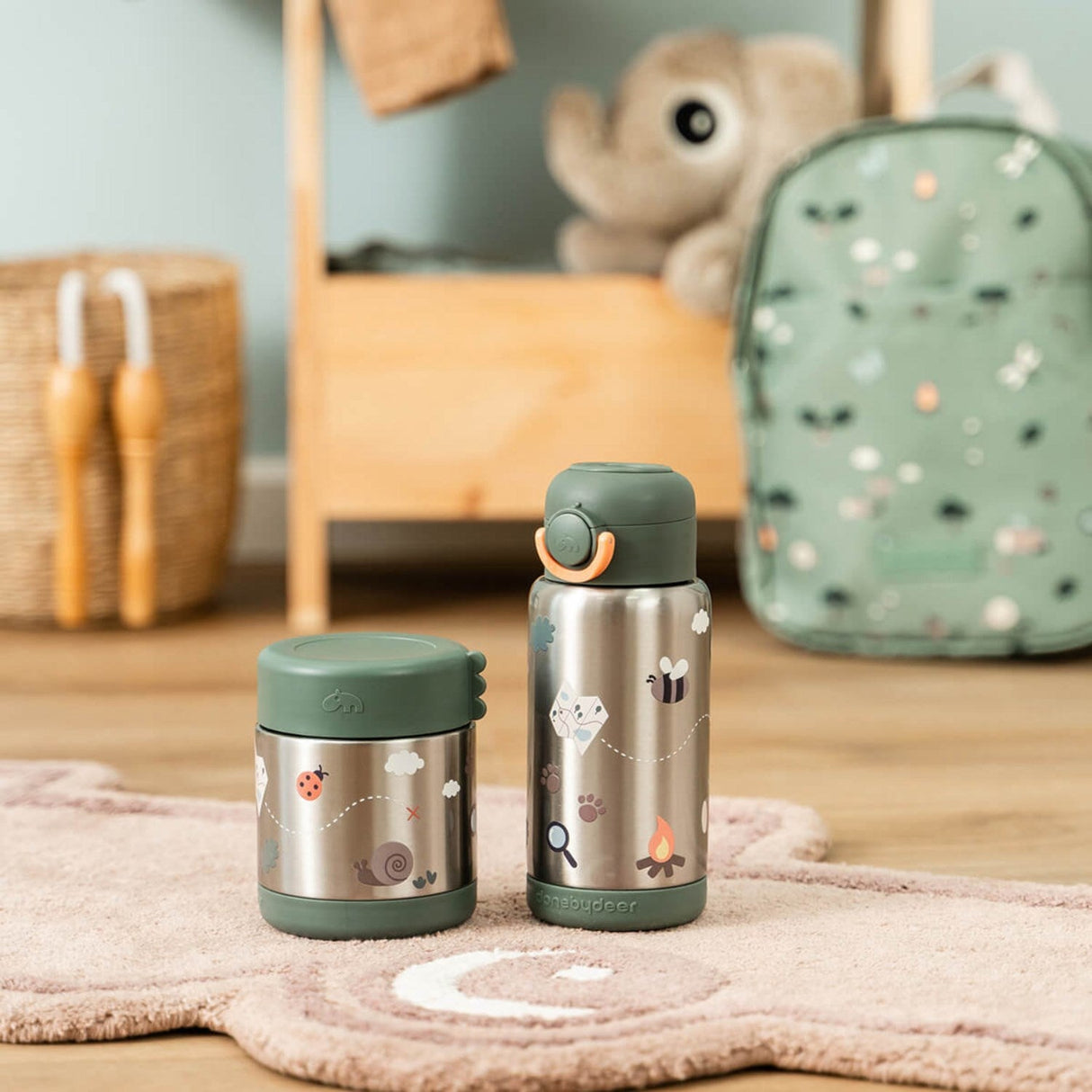 DonebyDeer Green Tiny Trails Insulated Sugerør Flaske