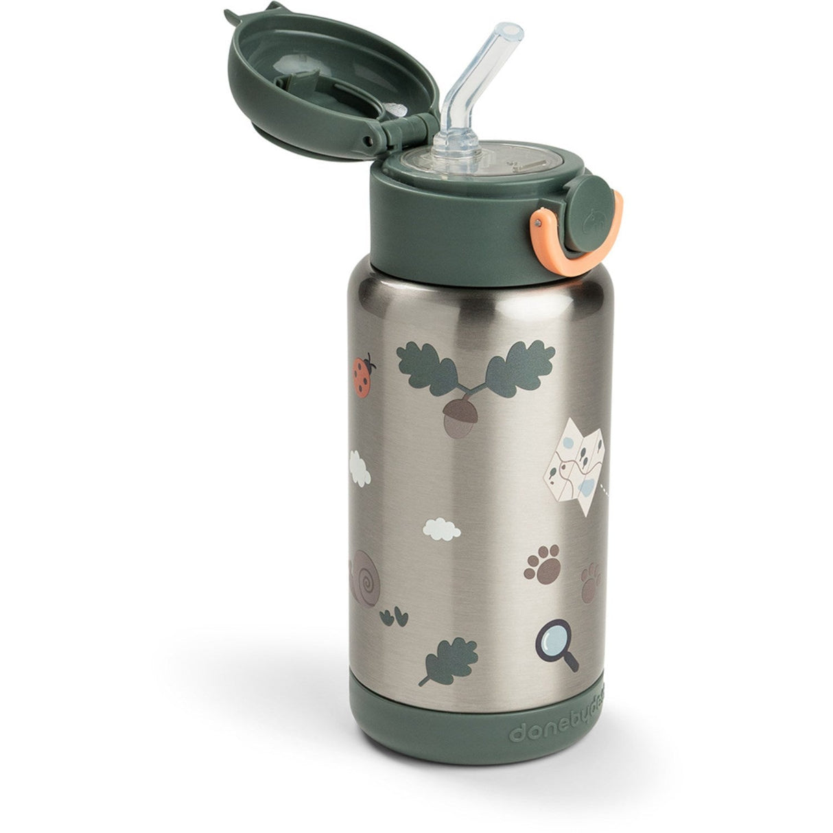DonebyDeer Green Tiny Trails Insulated Sugerør Flaske