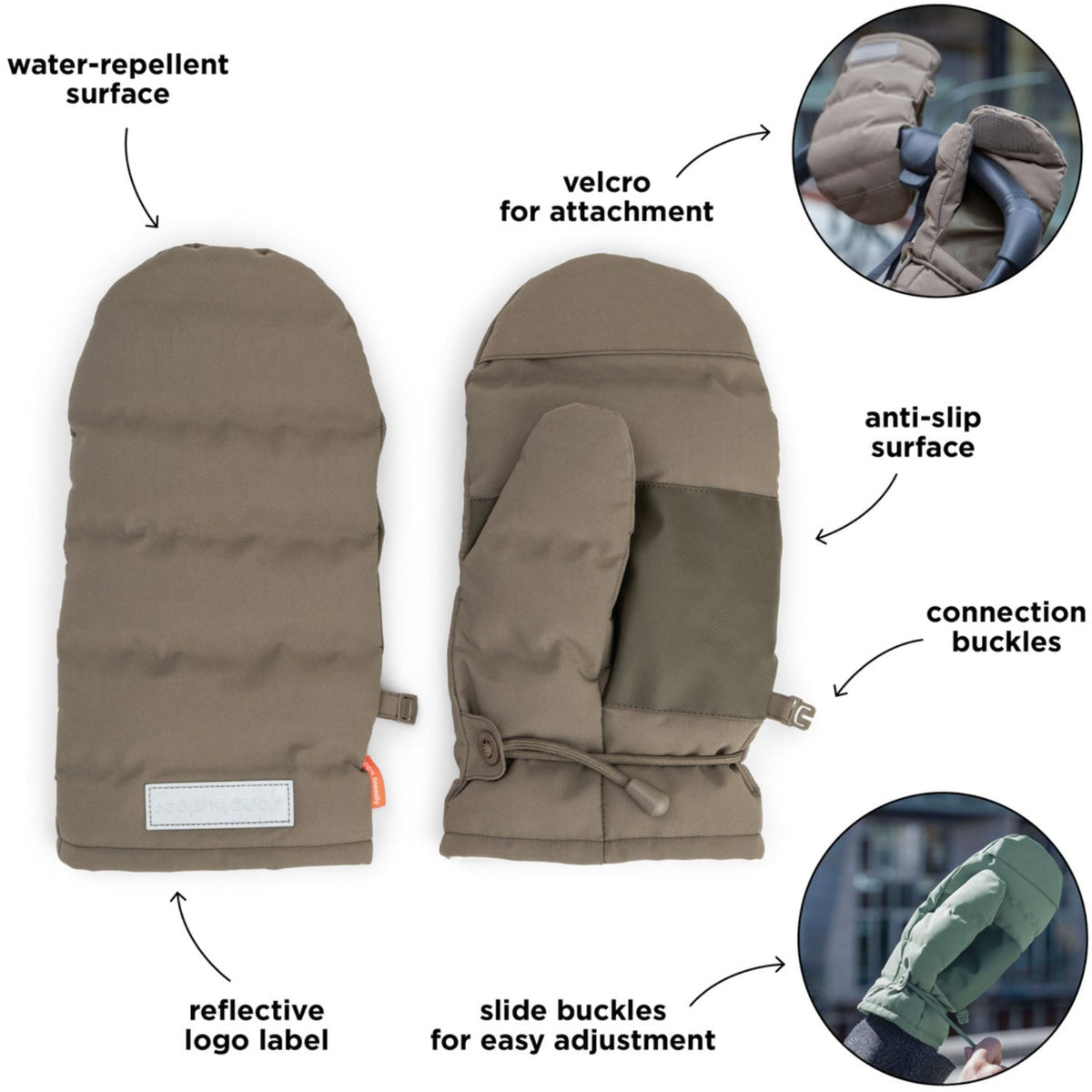 DonebyDeer Taupe Barnevognshandsker
