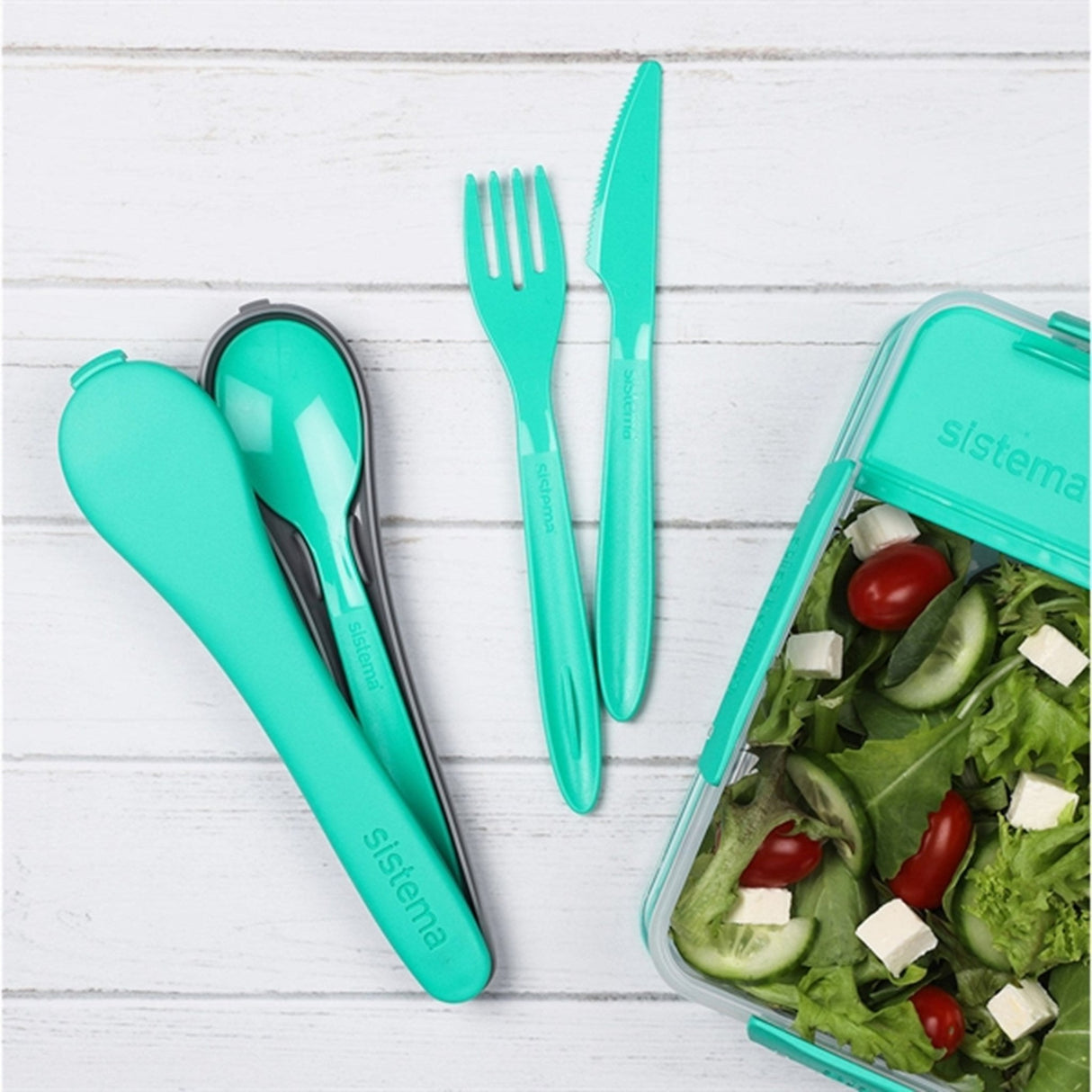 Sistema To Go Bestik Sæt Minty Teal