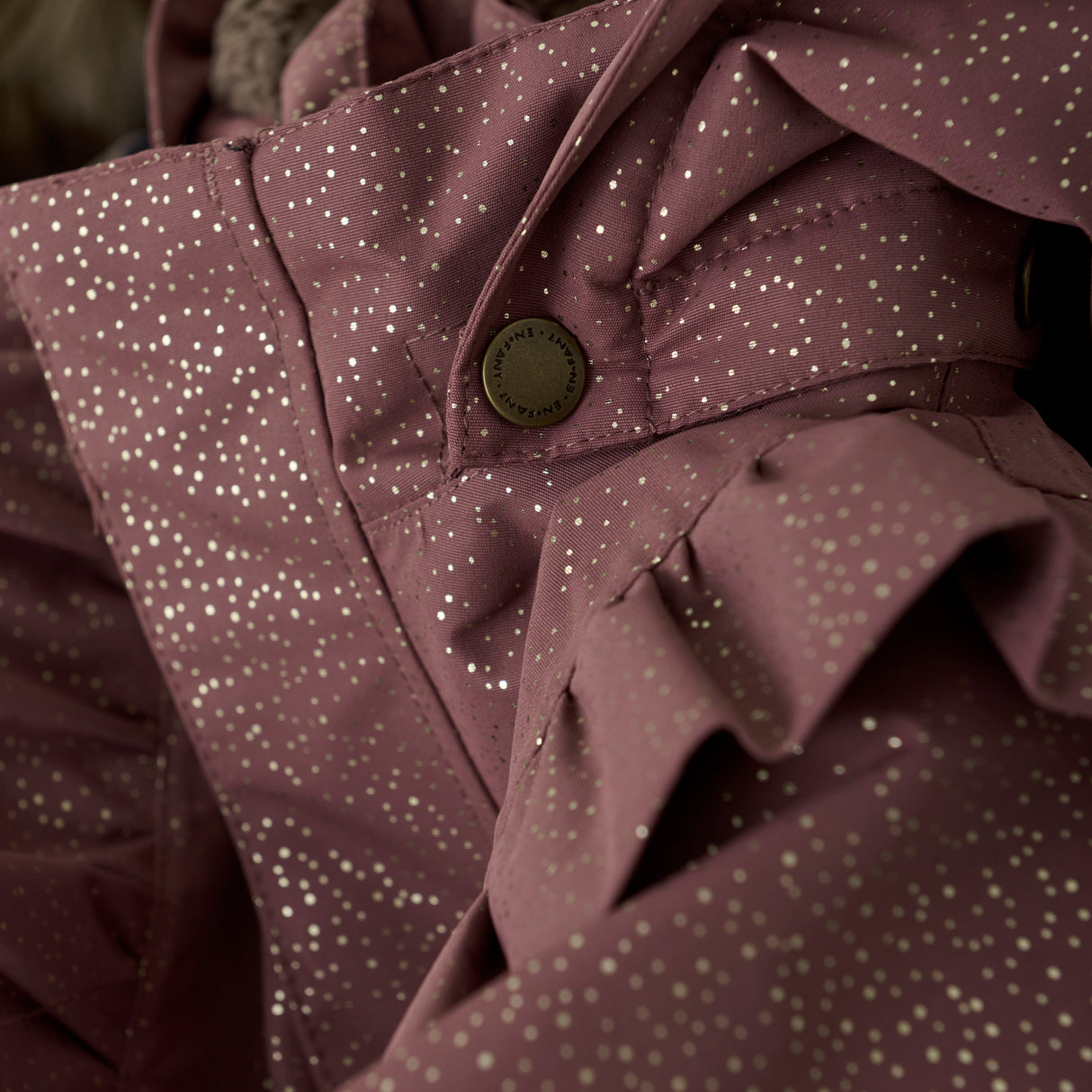 EnFant vinterjakke med flæser og glimmer - Rose Taupe