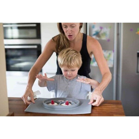 EZPZ Happy Mat Dækkeserviet + Plate in One Grey Blue