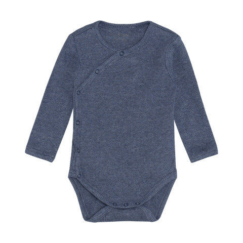 Fixoni - Langærmet Wrap Body Melange Rib - Vintage Indigo Melange 423101