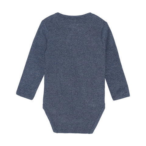 Fixoni - Langærmet Wrap Body Melange Rib - Vintage Indigo Melange 423101