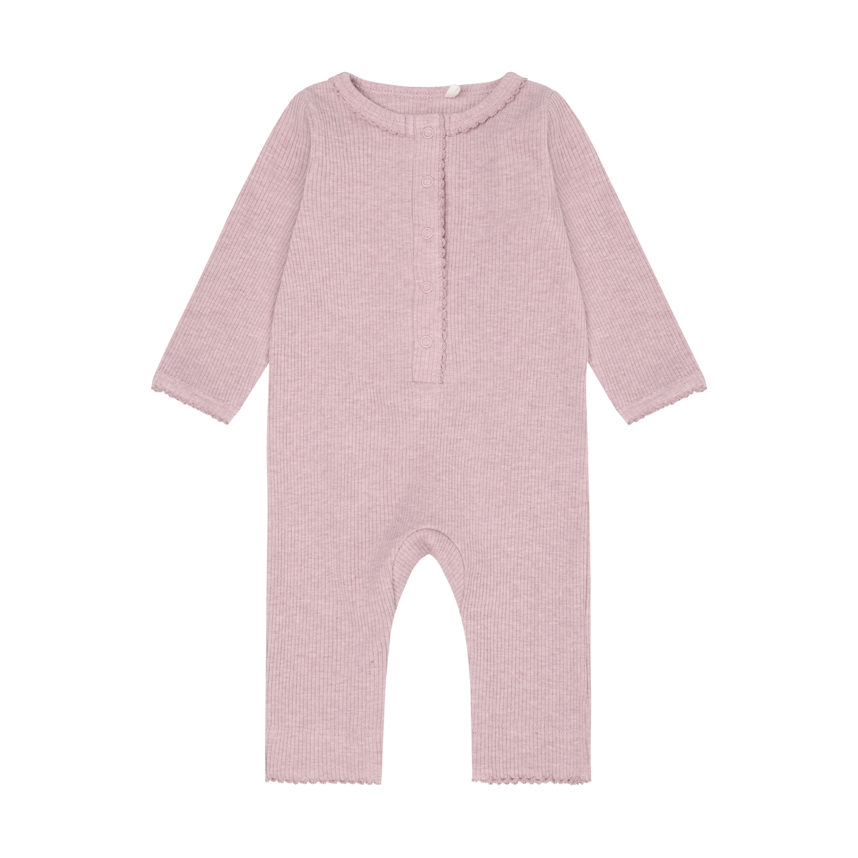 Romper LS Melange Rib - Pale Mauve Melange