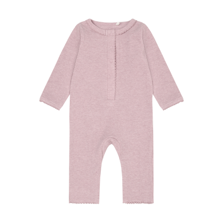 Romper LS Melange Rib - Pale Mauve Melange