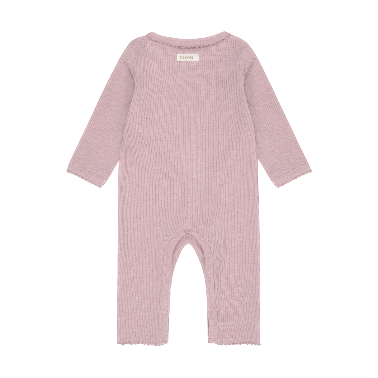 Romper LS Melange Rib - Pale Mauve Melange