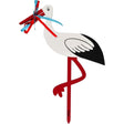 Magni Fødselsstork I Træ M. Rødt Og Blåt Bånd